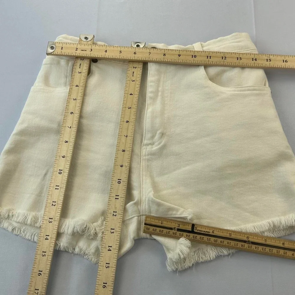 SSCO Southern Shirt Co MD White Frayed Hem Denim Shorts Stretch Casual